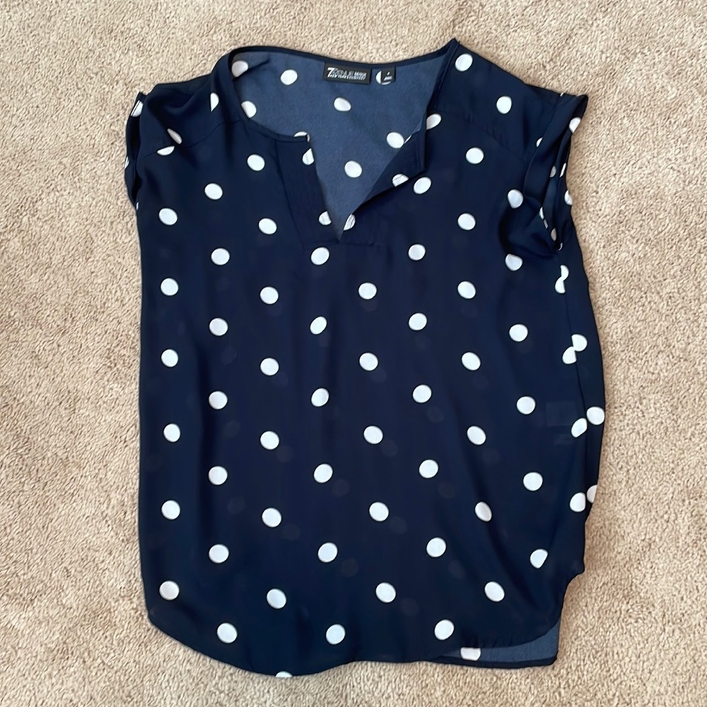 Navy blue polka dot blouse